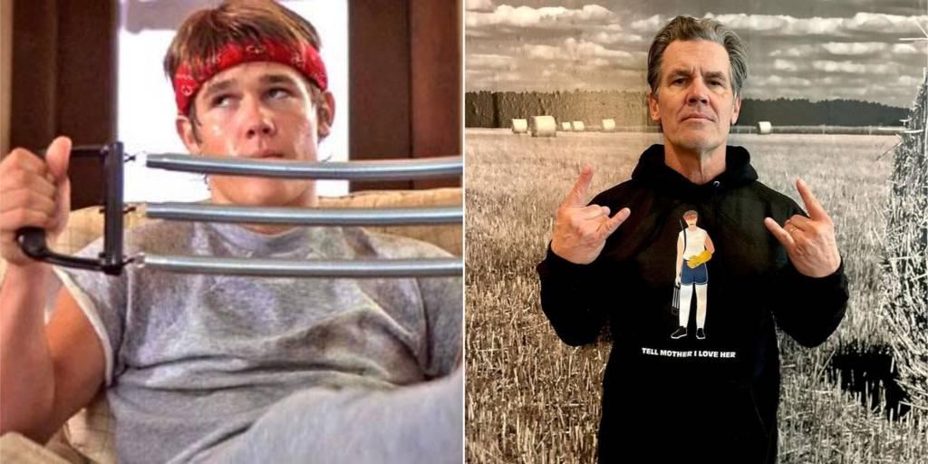 Colagem com antes e depois de Josh Brolin . Os Goonies deve ganhar continuação após 40 anos do primeiro filme: veja antes e depois do elenco