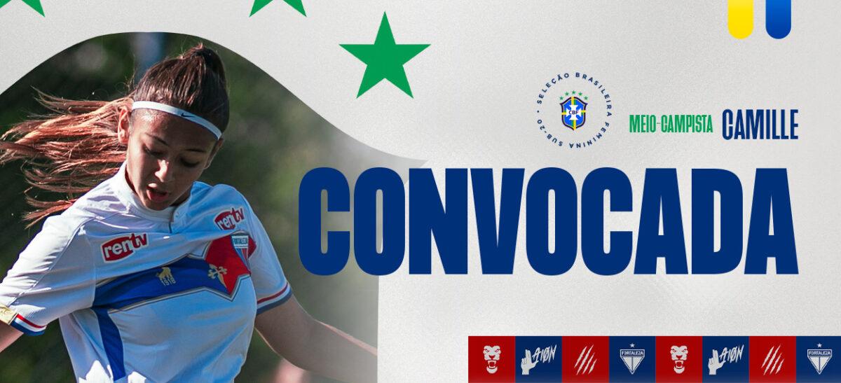 Arte com foto de Camille na Seleção Brasileira