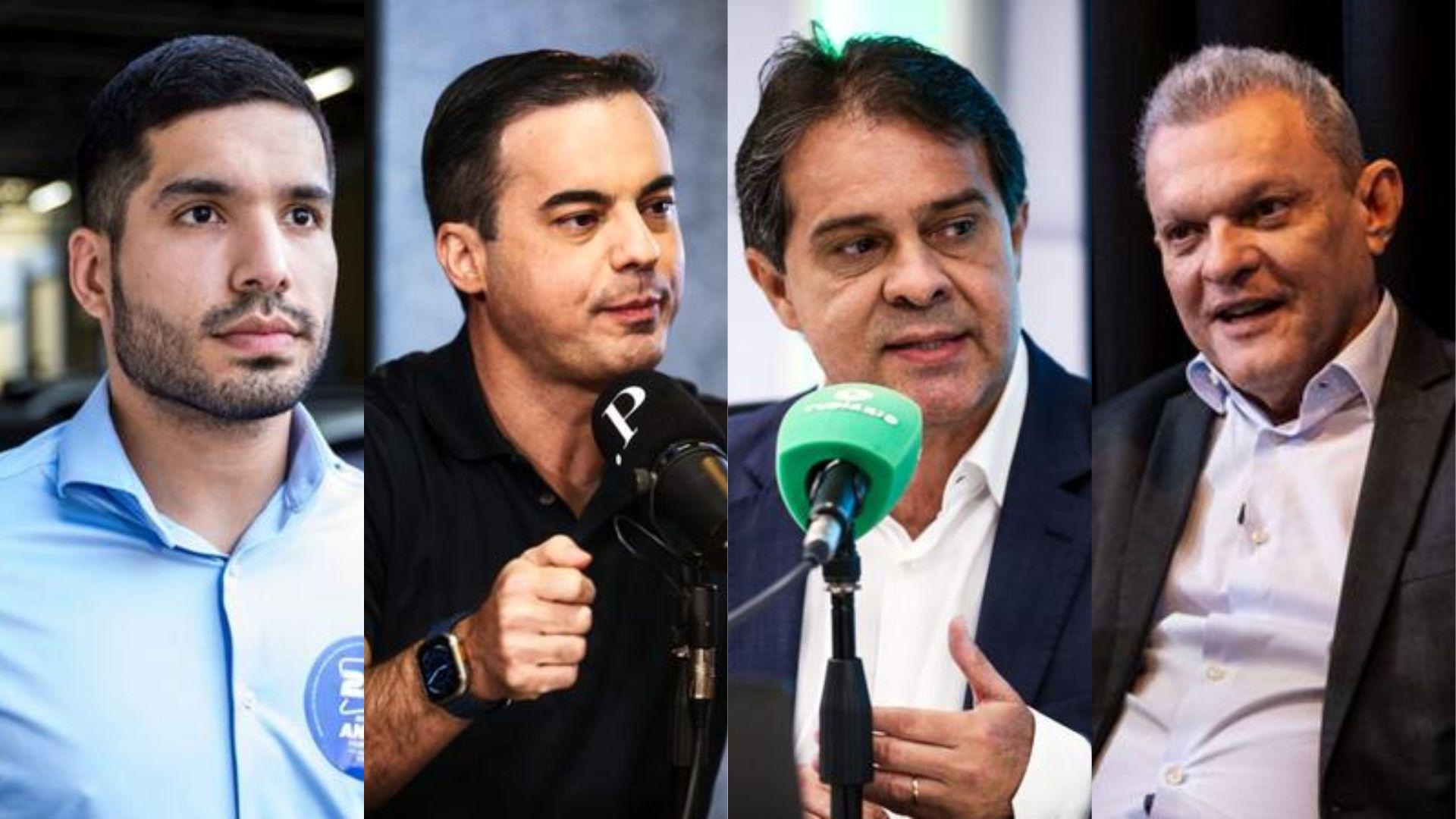 Da esquerda para a direita: André Fernandes (PL), Capitão Wagner (União), Evandro Leitão (PT) e José Sarto (PDT)