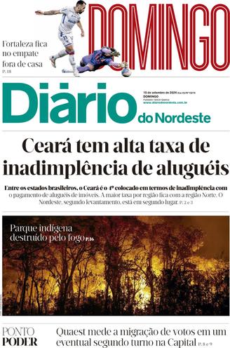 Capa da Edição do dia do jornal Diário do Nordeste