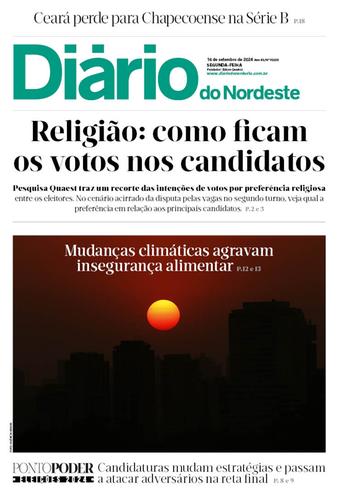 Capa da Edição do dia do jornal Diário do Nordeste