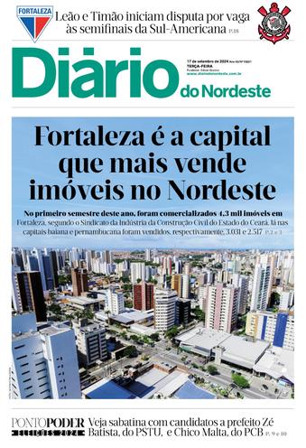 Capa da Edição do dia do jornal Diário do Nordeste