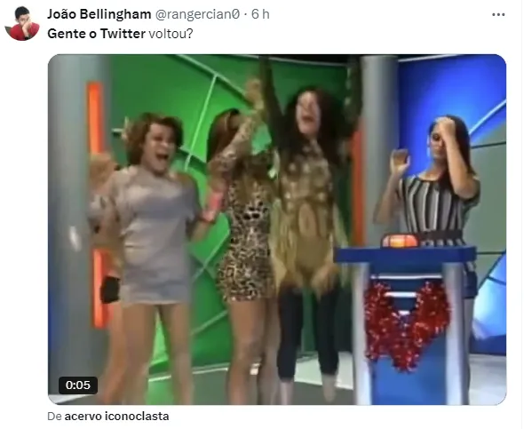 Usuário comemora o retorno da rede X