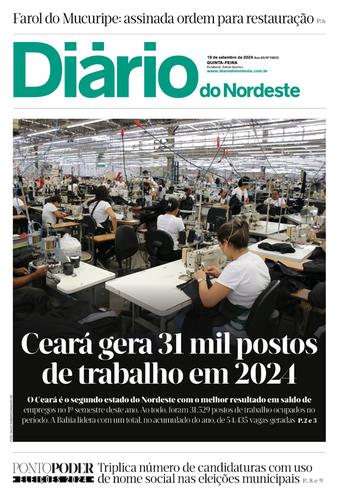 Capa da Edição do dia do jornal Diário do Nordeste