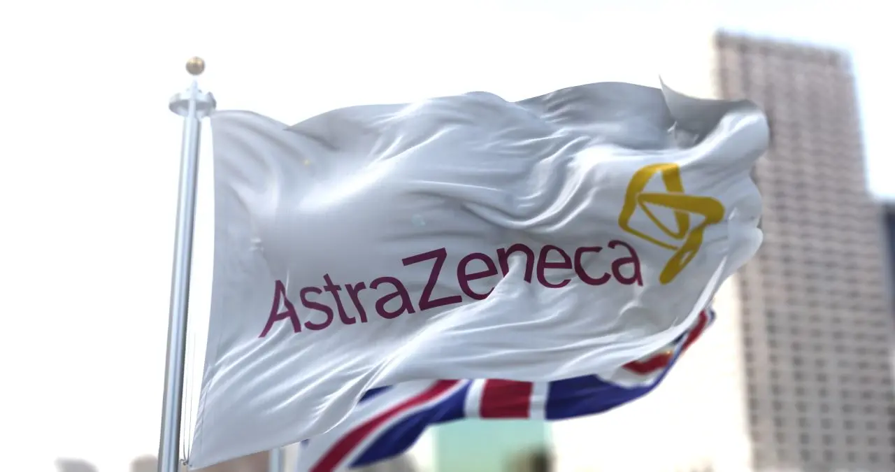 bandeira da empresa astrazeneca tremulando