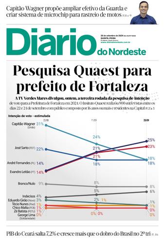 Capa da Edição do dia do jornal Diário do Nordeste