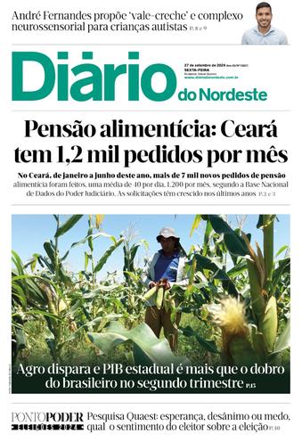 Capa da Edição do dia do jornal Diário do Nordeste