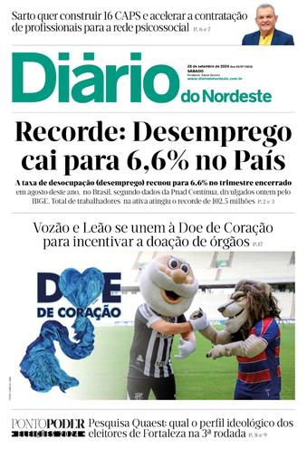 Capa da Edição do dia do jornal Diário do Nordeste