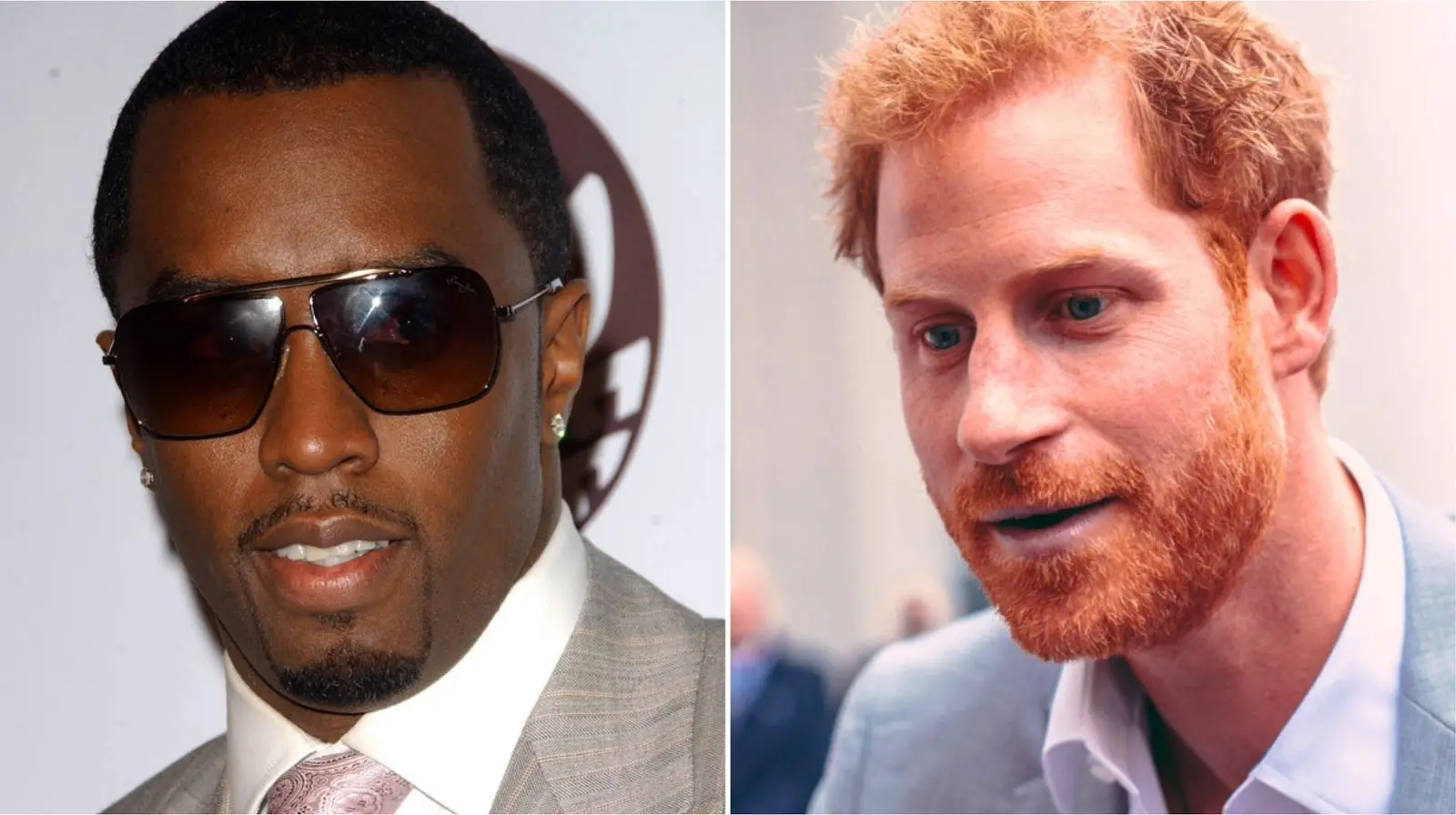 Montagem de fotos mostra P Diddy à esquerda e príncipe Harry à direita