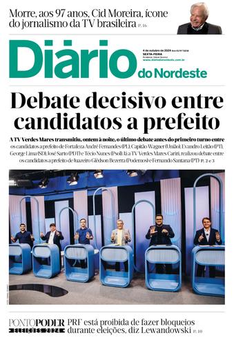 Capa da Edição do dia do jornal Diário do Nordeste