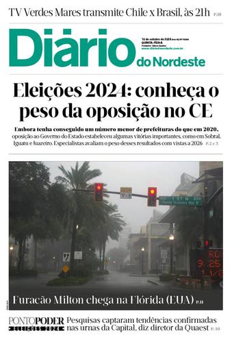 Capa da Edição do dia do jornal Diário do Nordeste