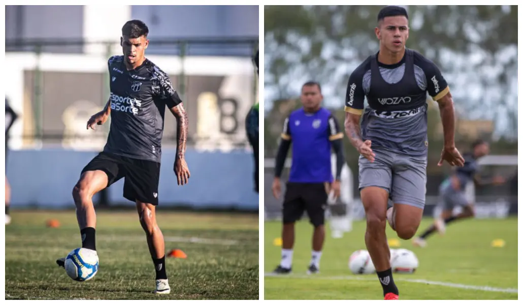João Pedro e David Ricardo em treino do Ceará