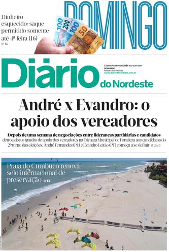 Capa da Edição do dia do jornal Diário do Nordeste