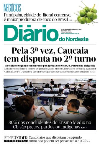 Capa da Edição do dia do jornal Diário do Nordeste