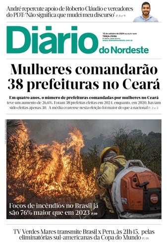 Capa da Edição do dia do jornal Diário do Nordeste