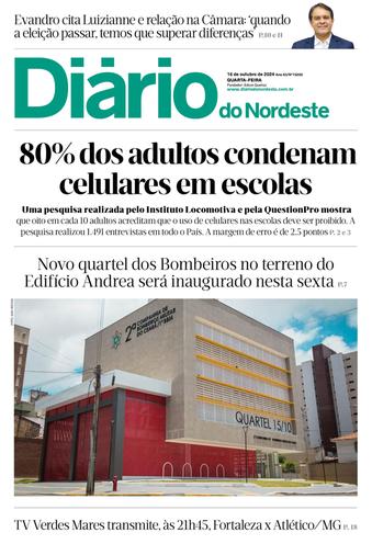 Capa da Edição do dia do jornal Diário do Nordeste