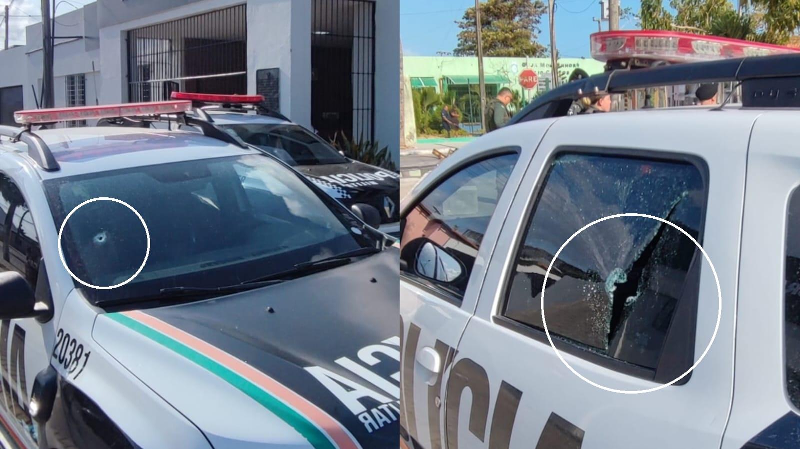 Viaturas foram atingidas por disparos