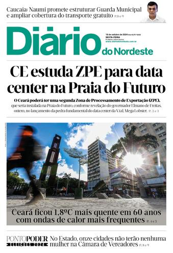 Capa da Edição do dia do jornal Diário do Nordeste