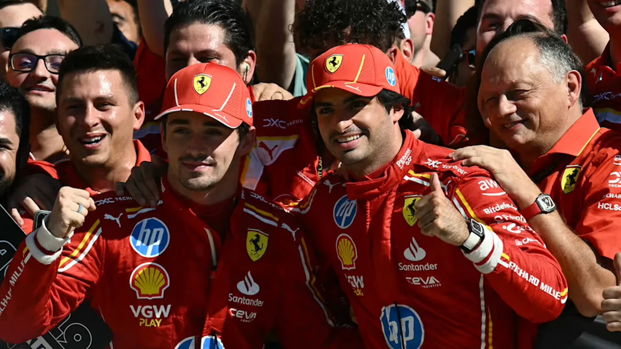Charles Leclerc venceu com a Ferrari e seu companheiro, Carlos Sainz ficou em segundo