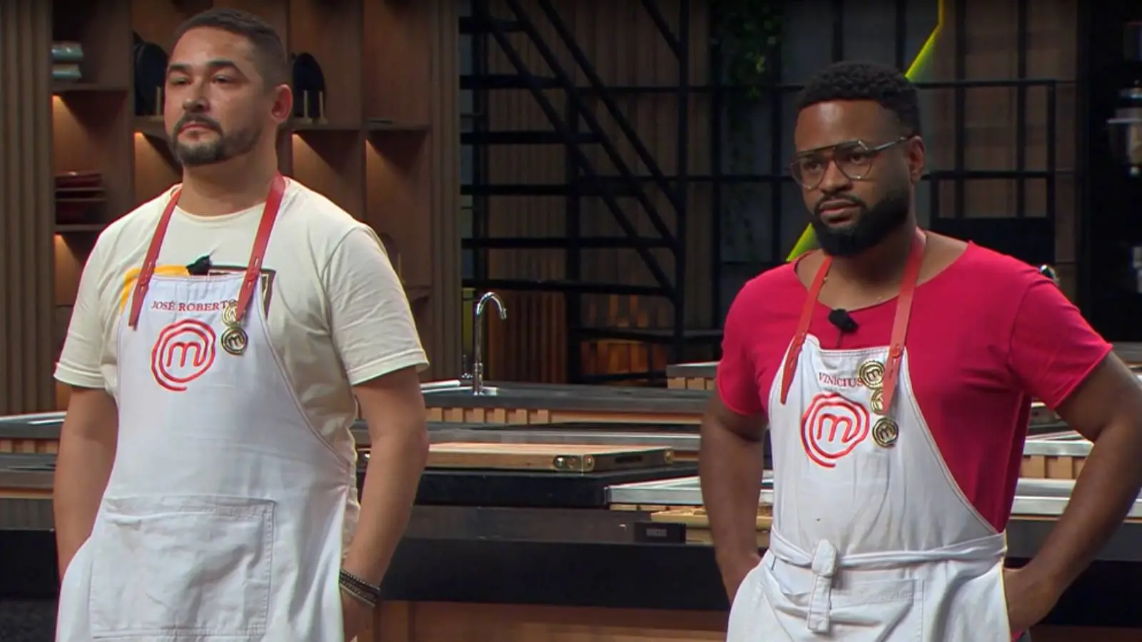 José Roberto e Vinícius durante eliminação do Masterchef