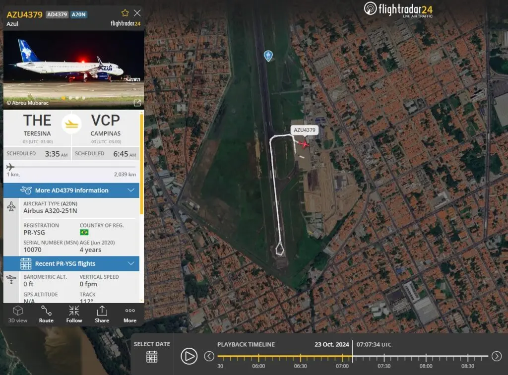 Voo da Azul que colidiu com aeronave da Gol