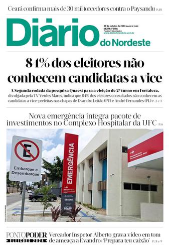 Capa da Edição do dia do jornal Diário do Nordeste