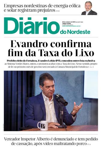 Capa da Edição do dia do jornal Diário do Nordeste