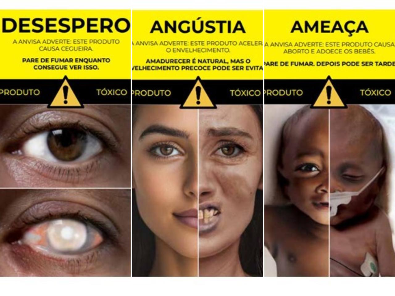 Advertências para as embalagens de cigarro aprovadas pela Anvisa na quarta-feira (30)