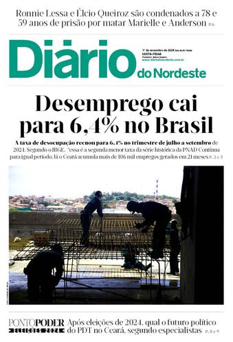 Capa da Edição do dia do jornal Diário do Nordeste