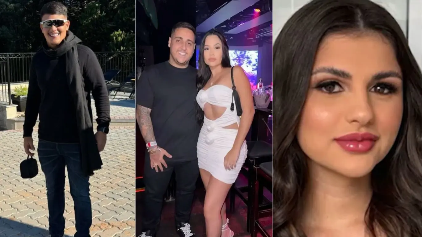 Igor Peretto e os três acusados de envolvimento em seu assassinato: Mario Vitorino, Rafaela Costa e Marcelly Peretto