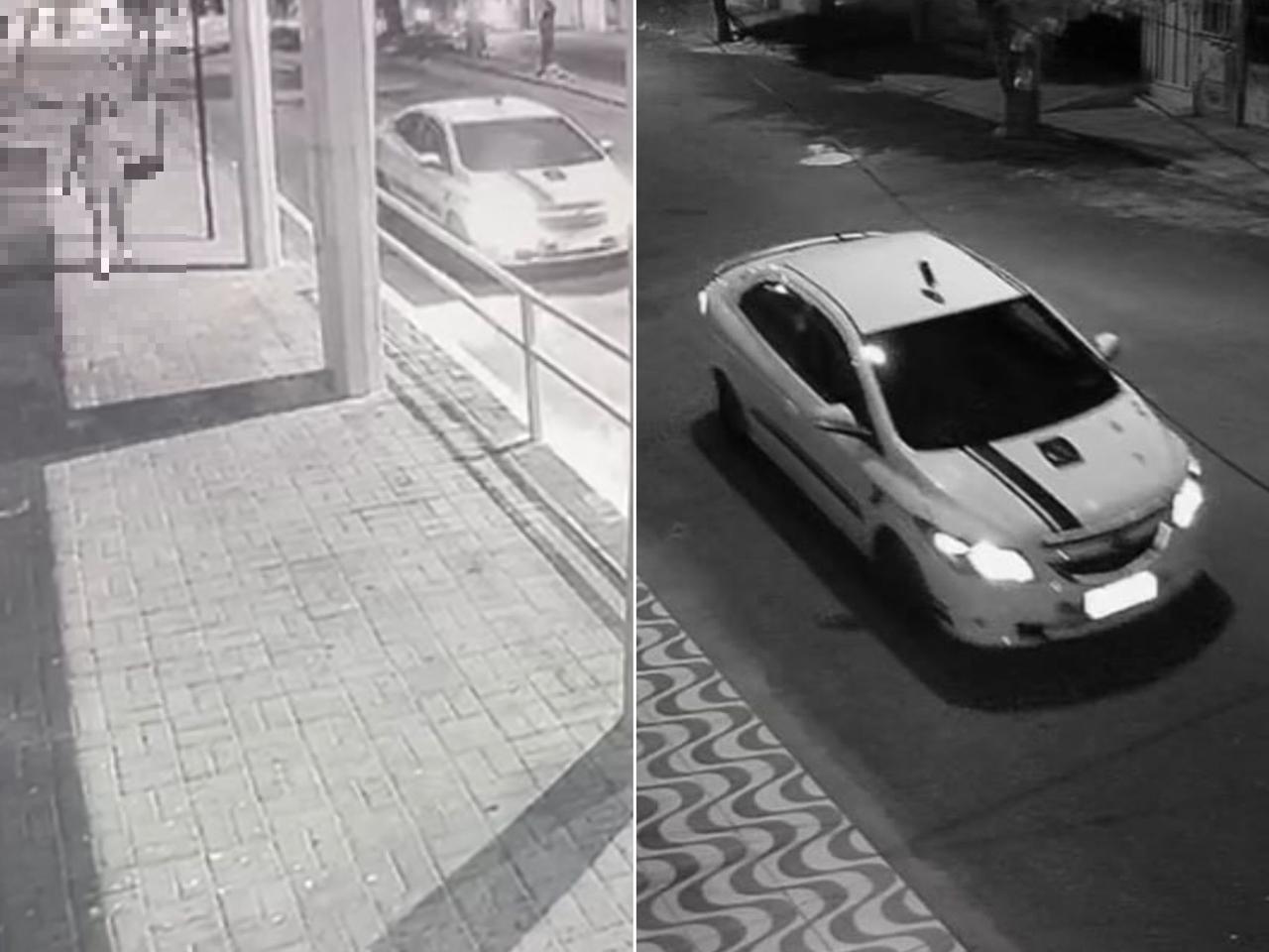 Imagens de câmeras de segurança registraram momento em que carro passa a acompanhar mulher no Henrique Jorge