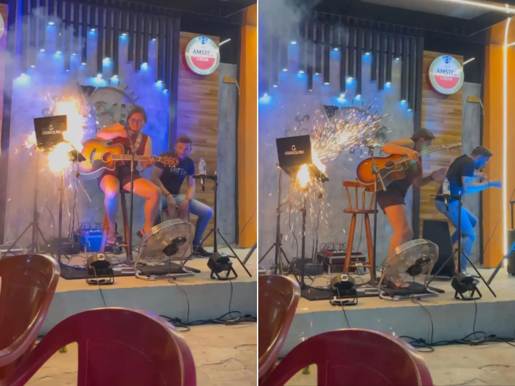 Explosão de um notebook interrompeu apresentação da cantora Géssica Pio em Iguatu, no Interior do Ceará