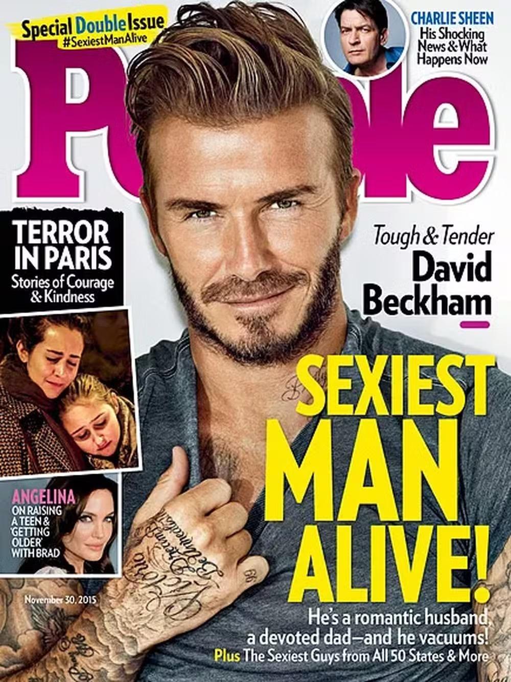 Capa da People com homem mais sexy de mundo em 2015: David Beckham