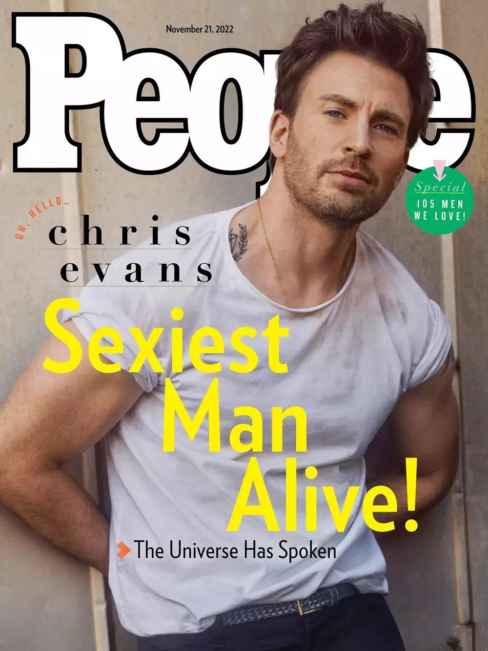 Capa da People com homem mais sexy de mundo em 2022: Chris Evans