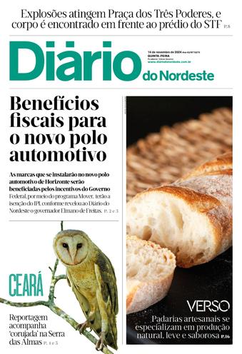 Capa da Edição do dia do jornal Diário do Nordeste