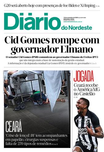 Capa da Edição do dia do jornal Diário do Nordeste