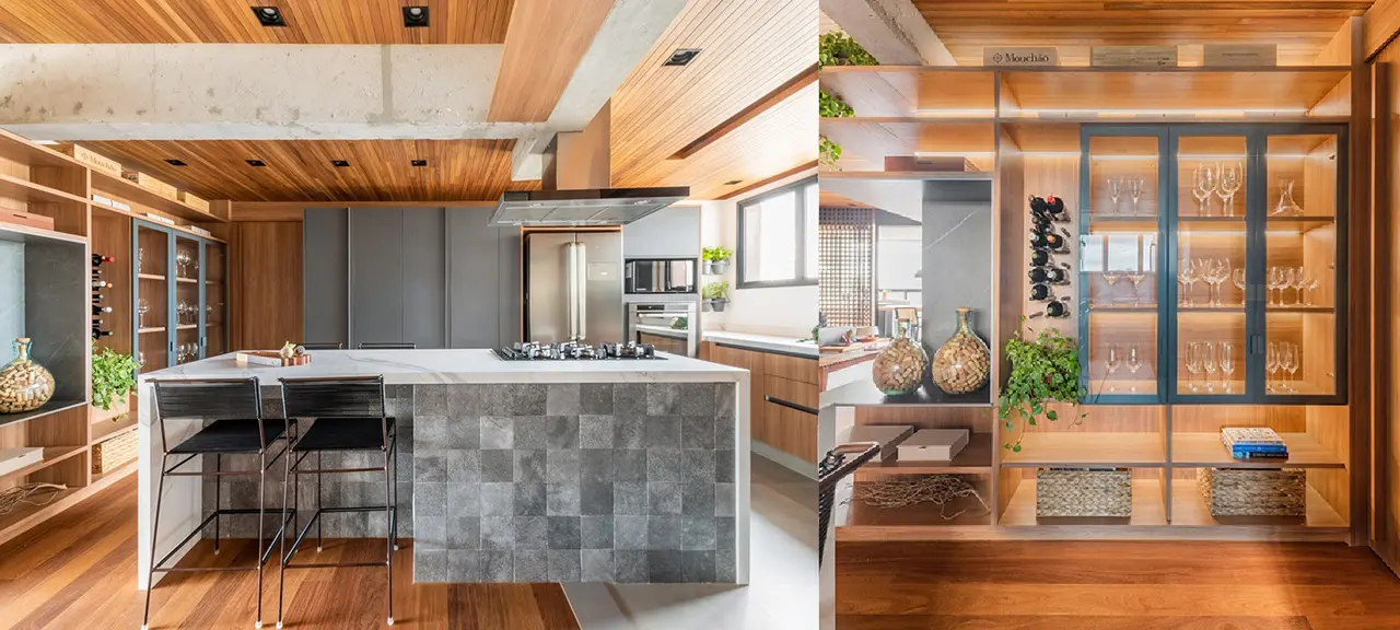 Nesse projeto do arquiteto Pietro Terlizzi, morador pediu cristaleira com adega, próxima à cozinha, que possibilita apreciar um bom vinho