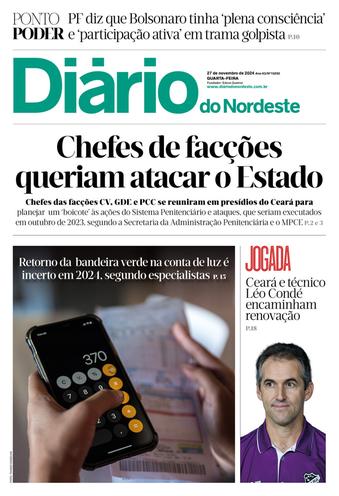 Capa da Edição do dia do jornal Diário do Nordeste