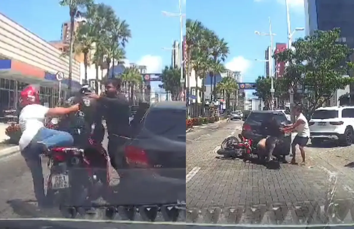 Motociclista e motorista de carro estavam com passageiros durante confusão