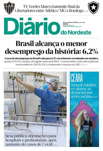 Capa da Edição do dia do jornal Diário do Nordeste