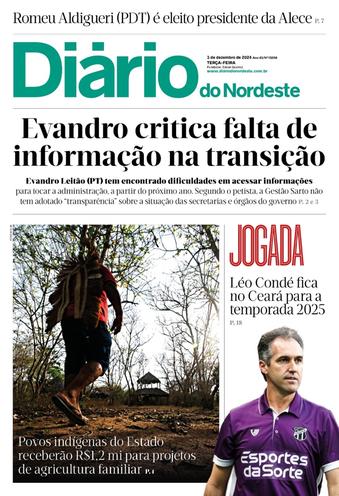 Capa da Edição do dia do jornal Diário do Nordeste