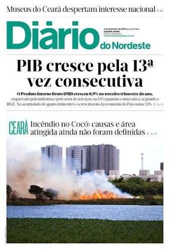 Capa da Edição do dia do jornal Diário do Nordeste