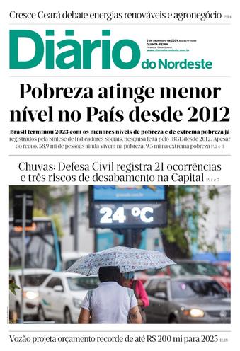 Capa da Edição do dia do jornal Diário do Nordeste