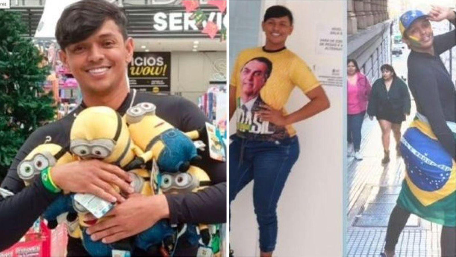 Romário é um homem negro e de cabelo castanho escuro liso e penteado para o lado. Nas fotos, ele usa blusa com o rosto de Jair Bolsonaro e abraça minions