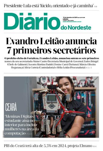 Capa da Edição do dia do jornal Diário do Nordeste