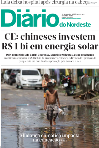 Capa da Edição do dia do jornal Diário do Nordeste