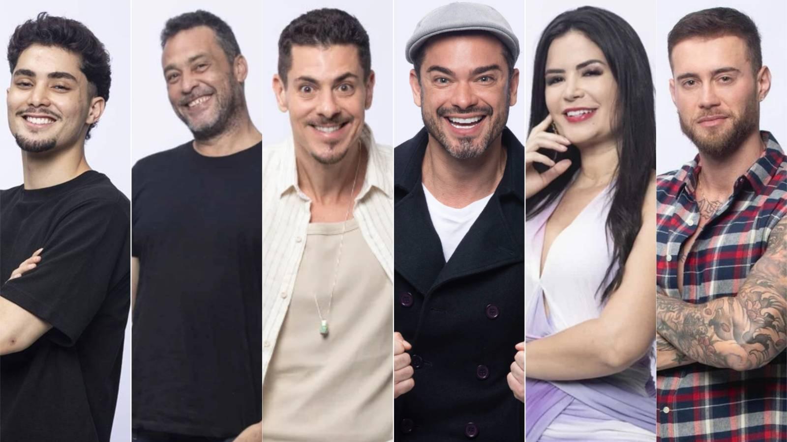 Gui, Juninho, Sasha, Sidney, Vanessa e Yuri, participantes de A Fazenda 16. Enquete A Fazenda: quem deve ficar na votação da última roça do reality? Vote