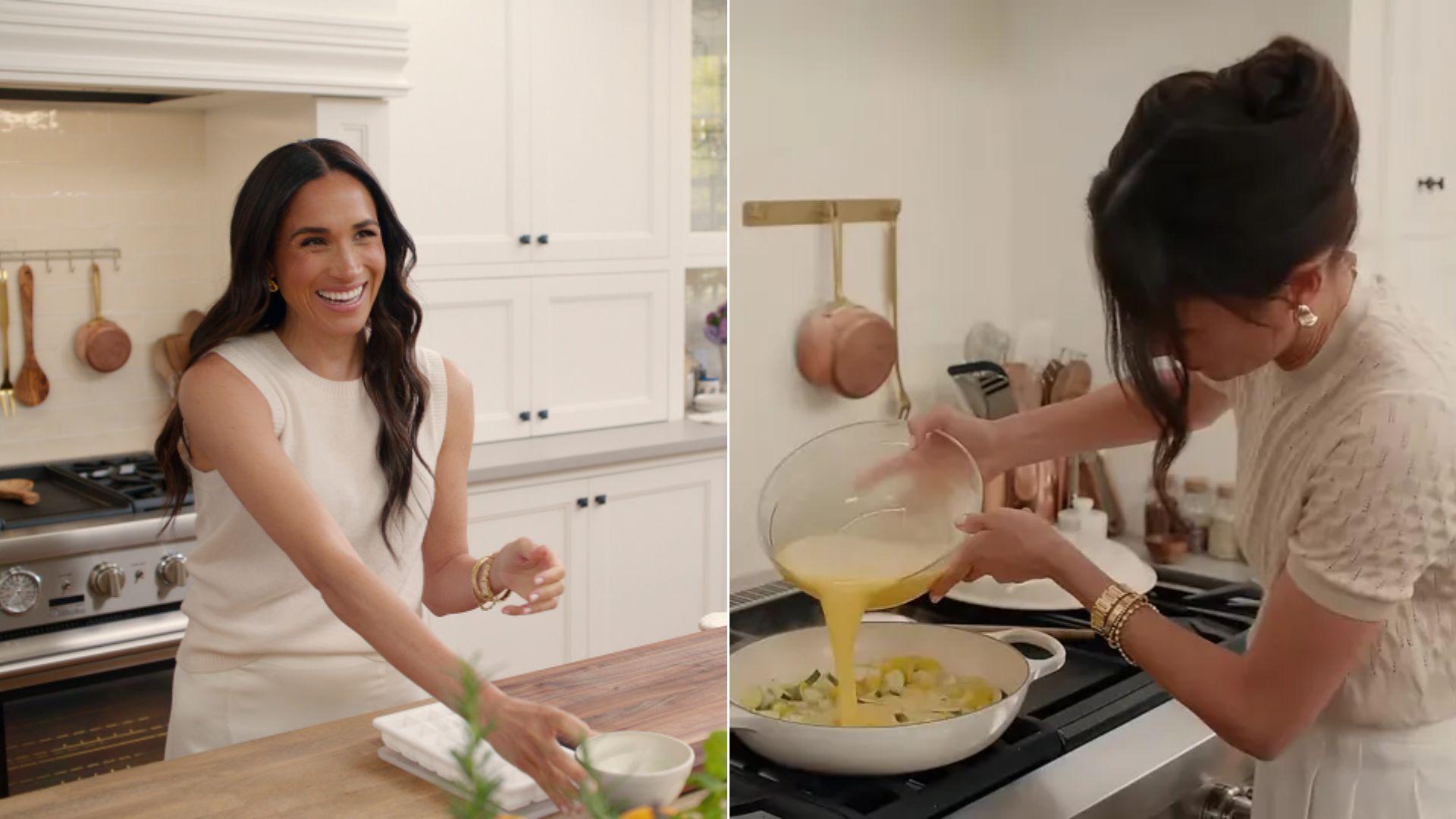 Meghan Markle cozinhando em trailer para nova série na Netflix