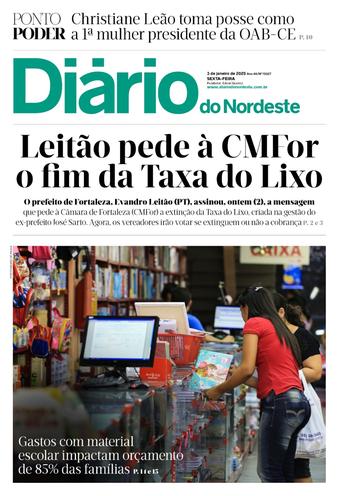 Capa da Edição do dia do jornal Diário do Nordeste