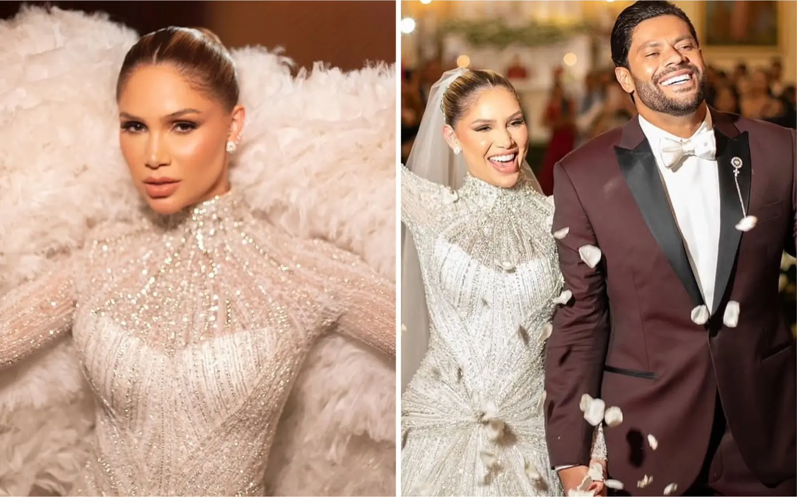 Camila e Hulk durante casamento na Paraíba